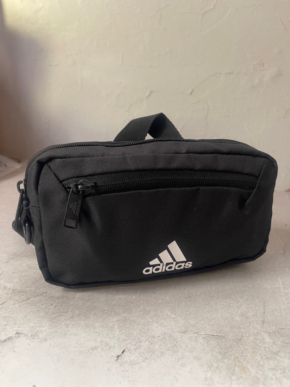 adidas Black Waist Bag with White Logo